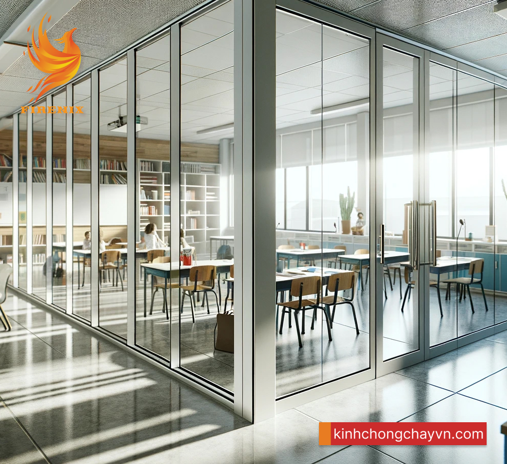 Kính chống cháy 90 phút dùng trong trường học - Kính chống cháy Firenix