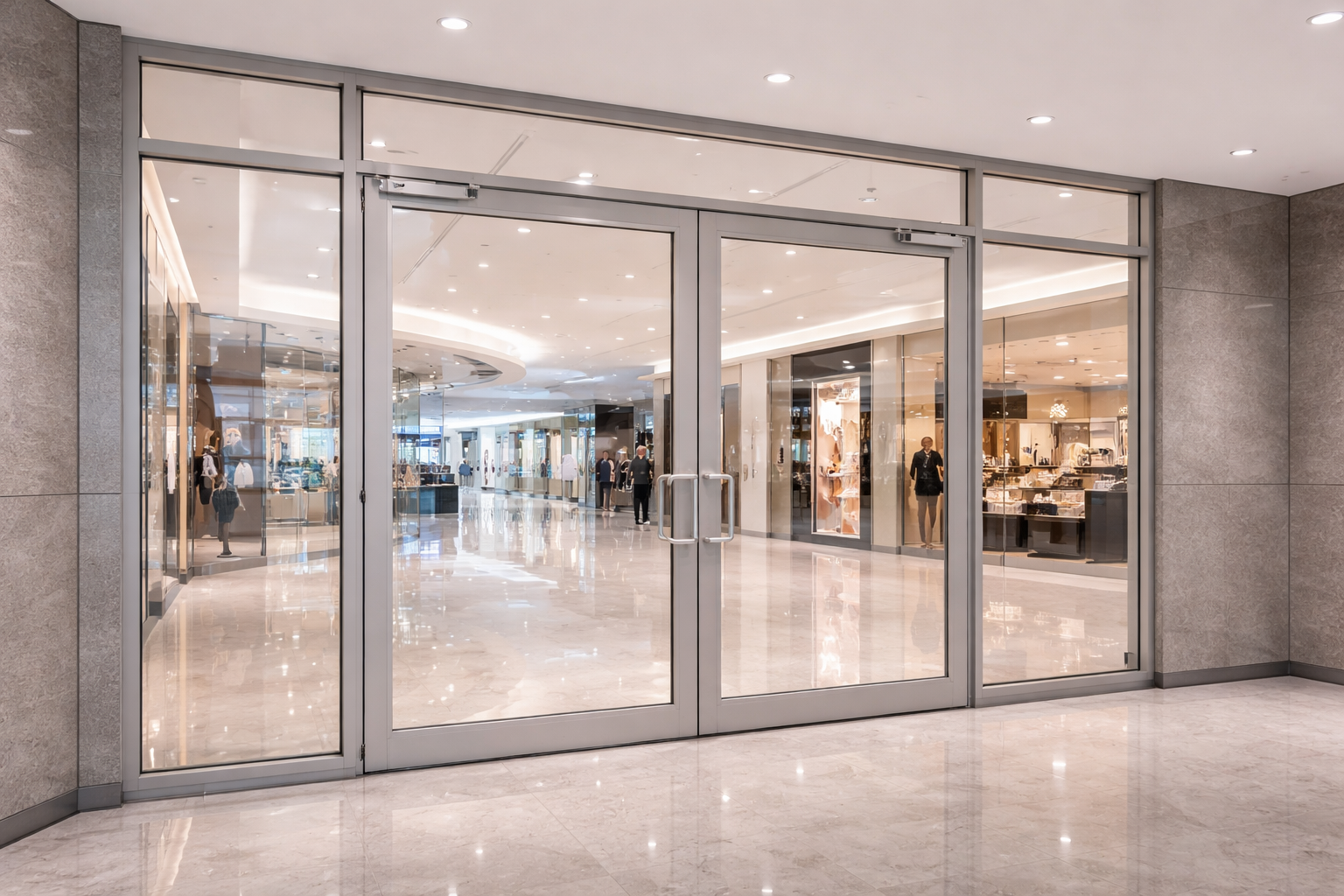 Ảnh cửa kính chống cháy trong TTTM