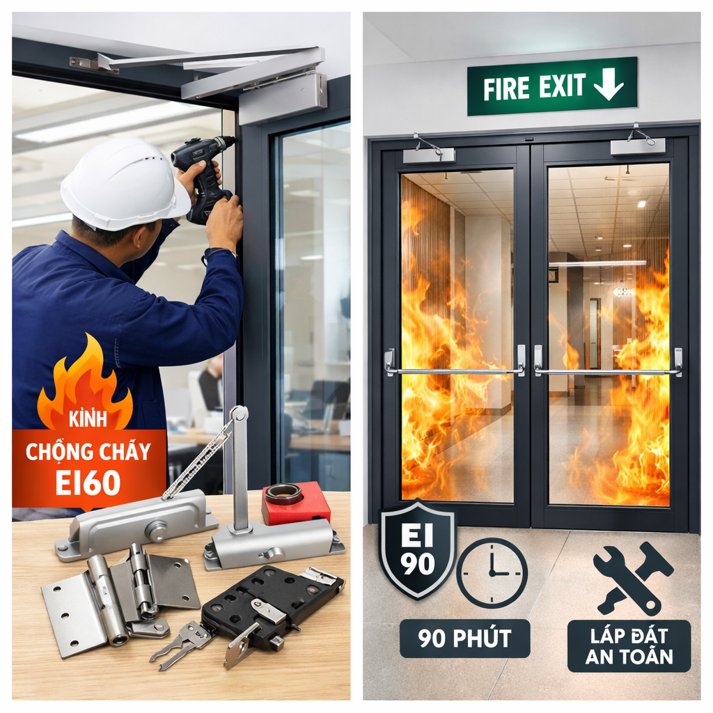 Các vị trí nên lắp đặt cửa kính chống cháy